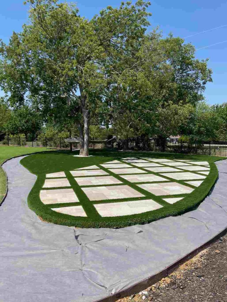 Commercial Wedding turf and pavers installation by Allegiance Turf